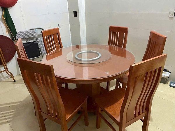 Bộ Bàn Ăn Tròn 6 Ghế Xoan Đào BA56