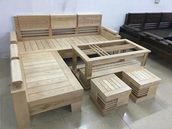 Bộ Sofa Góc Chữ L Gỗ Sồi DK-BG38