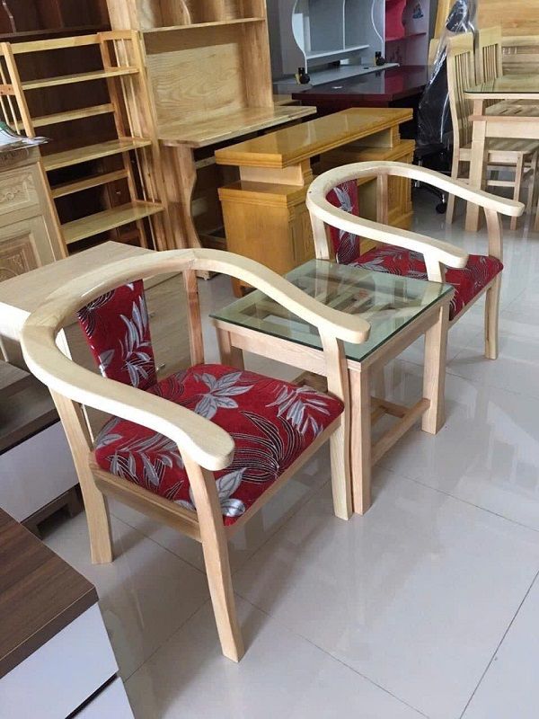 Bộ Bàn Trà Kẹp Gỗ Sồi Ghế Đệm DK-BG03