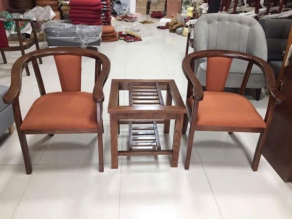 Bộ Bàn Trà Kẹp Ghế Đệm DK-BG06