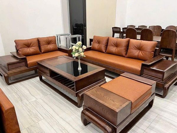 Bộ Bàn Ghế Sofa Góc Mẫu Đùi Gà Gỗ Sồi DK-BG45
