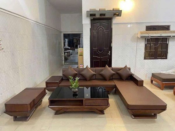 Bộ Sofa Góc Chân Thuyền Chữ L Gỗ Sồi DK-BG52