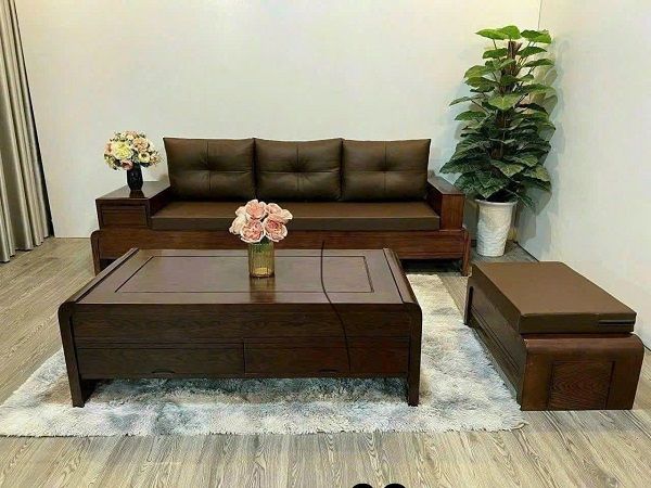 Bộ Sofa Chân Cong Sồi Nga Màu Óc Chó DK-BG64