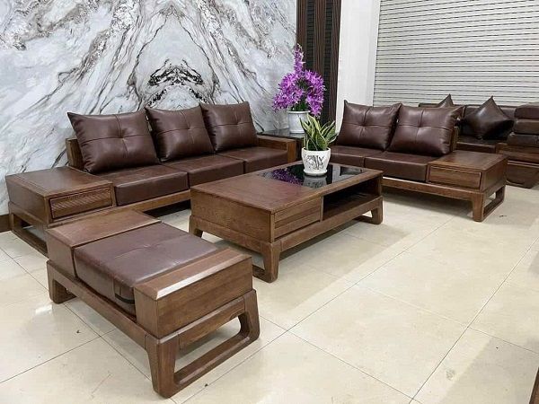 Bộ Sofa Sồi Chân Choãi Màu Óc Chó DK-BG61