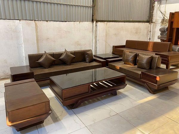 Bộ Sofa Thuyền Góc Cỡ Đại Gỗ Sồi Nga DK-BG51