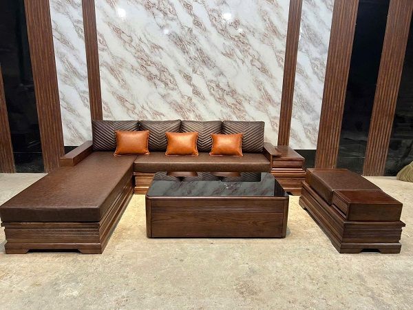 Bộ Sofa Pháo Góc Gỗ Sồi Nga DK-BG63