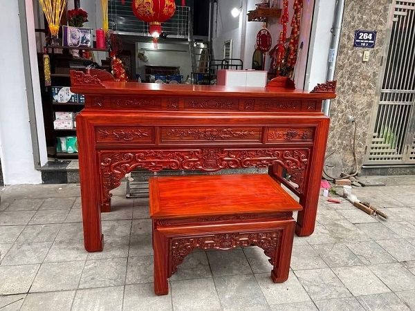 Cặp Bàn Thờ Gỗ Hương Như Ý 1m97 DK-BT64