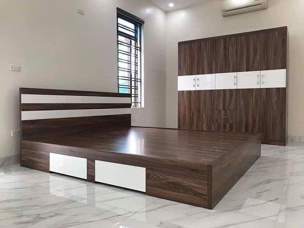 Combo Phòng Ngủ 2 Món Gỗ MDF Óc Chó DK-CB22