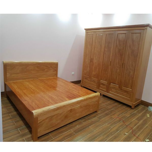Bộ Giường Tủ 2 Món Gỗ Gõ Đỏ CB46