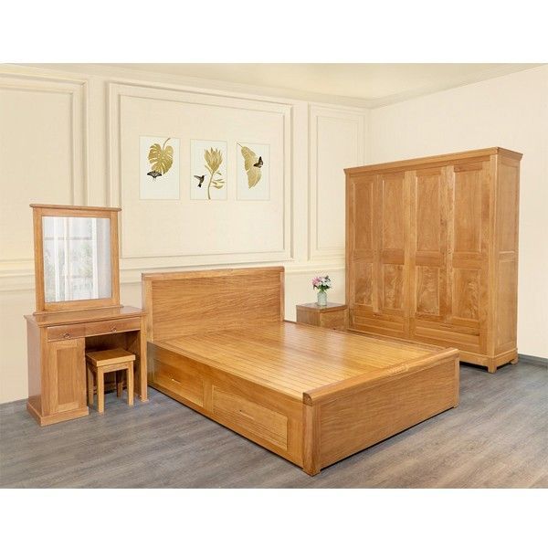 Combo Giường Tủ 4 Món Gỗ Gõ Đỏ CB48