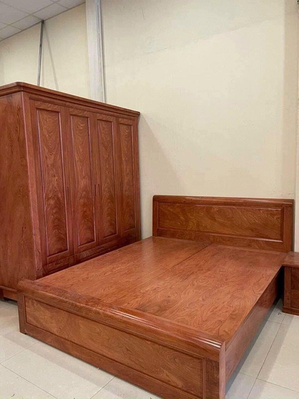 Bộ Giường Tủ Gỗ Hương Đá CB39