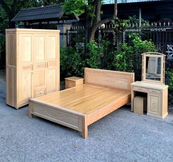 Bộ Giường Tủ 4 Món Gỗ Sồi Nga CB29