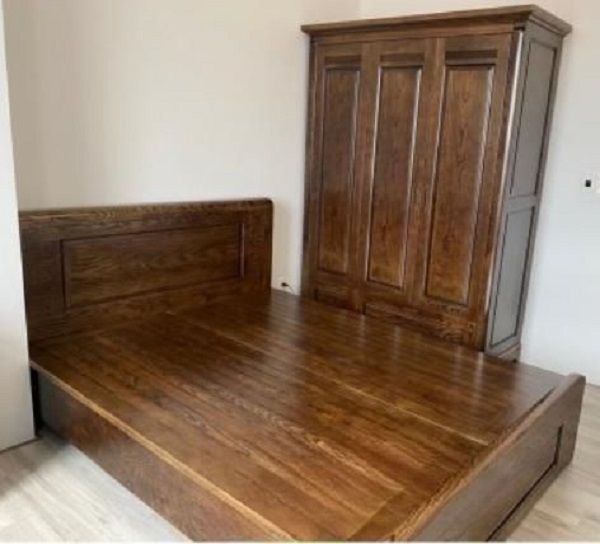 Bộ Giường Tủ Gỗ Sồi Màu Óc Chó CB50