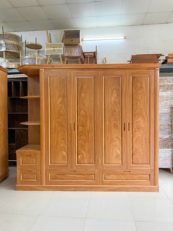Tủ Áo 4 Cánh Đinh Hương Có Kệ Góc DK-T216