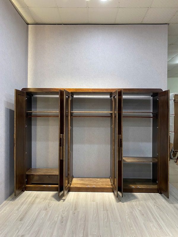 Tủ Áo 6 Cánh Kính 3 Buồng Gỗ Mun DK-T213