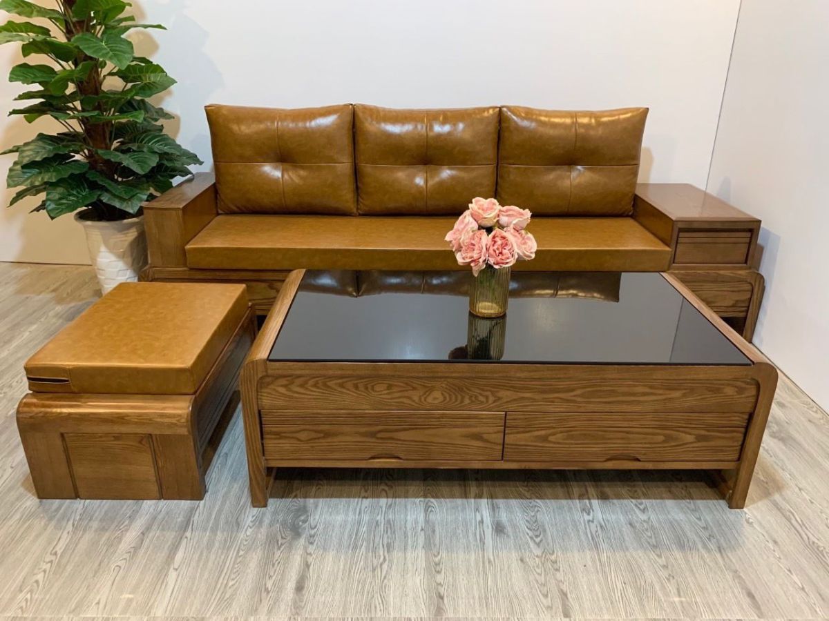 Bộ Sofa Chân Cong Gỗ Sồi Nga Lau Hương DK-BG56