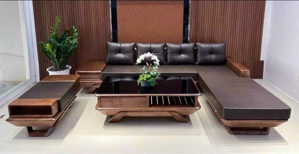 Bộ Sofa Góc Chân Thuyền Chữ L Gỗ Sồi DK-BG52